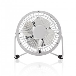 Nedis Mini Ventilateur en Métal 10cm de Diamètre Alimenté par USB Blanc