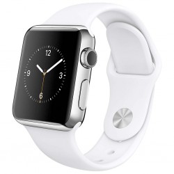 Apple Watch boitier de 42mm en acier inoxydable avec Bracelet Sport Blanc MJ3V2 (early 2015)