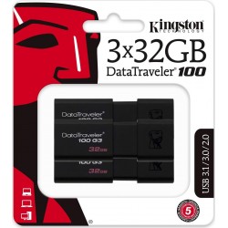 KINGSTON 32GB USB 3.0 DATATRAVELER DT100G3/32GB-3P TRI-PACK